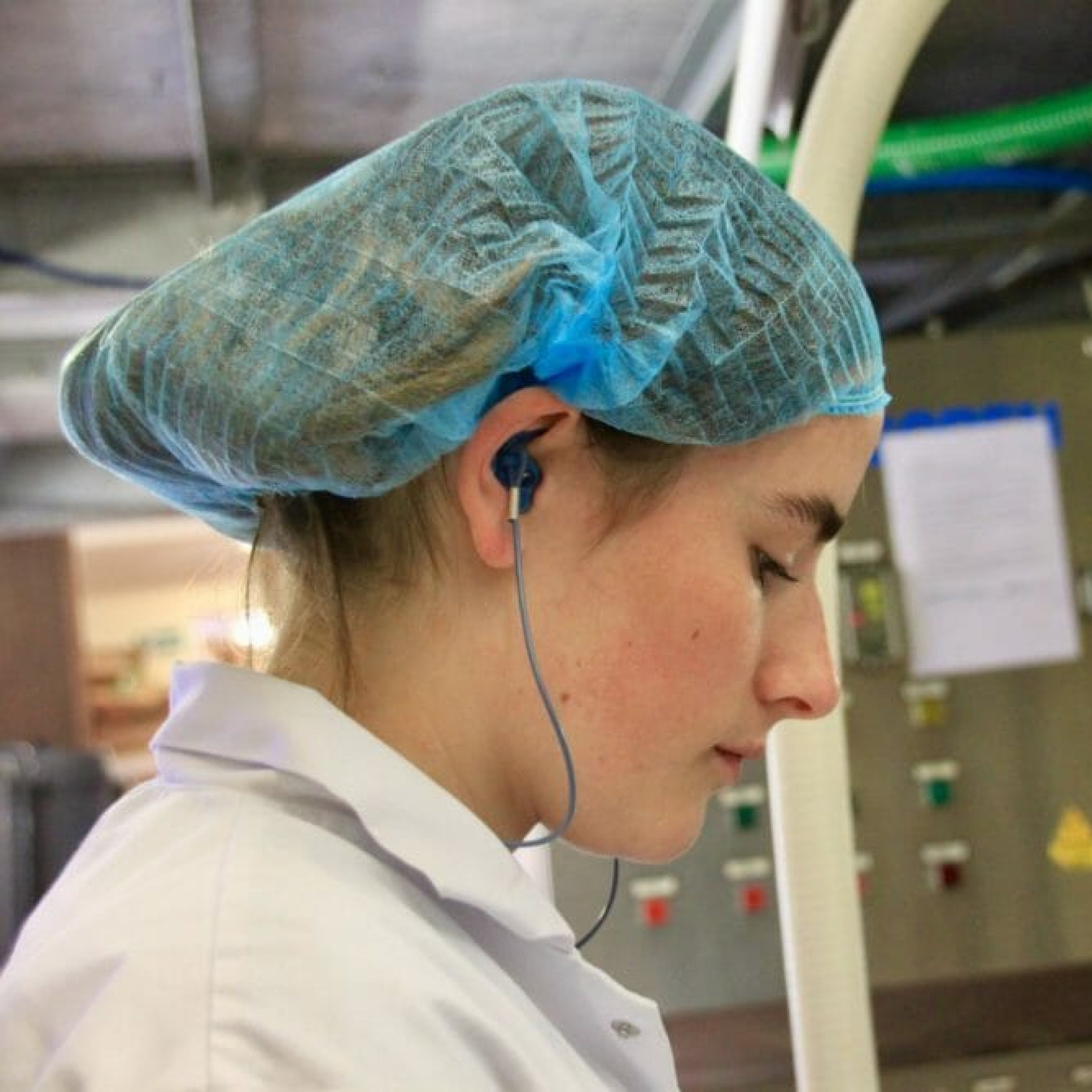 SnugsShield Food worn by factory worker in blue