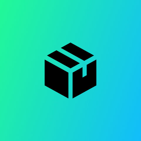 Black geometric shape on a gradient green to blue background