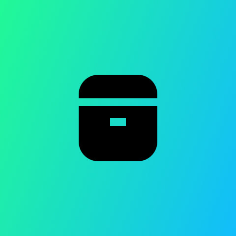 Black icon of a wallet on a gradient green to blue background